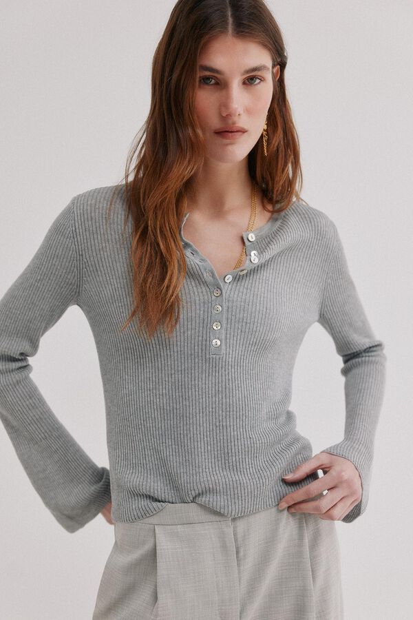 Hoss Intropia In&eacute;s. Top de punto canal&eacute; Gris