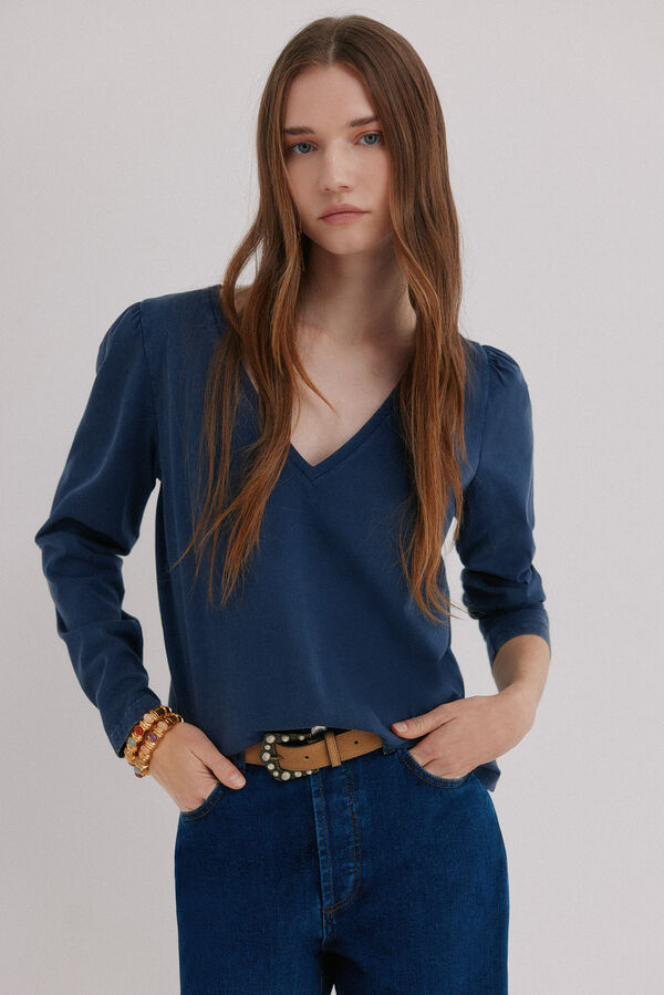 Hoss Intropia Mabel. Camiseta efecto lavado Azul marino