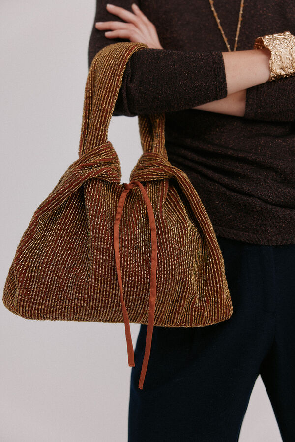 Hoss Intropia Nora. Bolso de terciopelo abalorios Marron