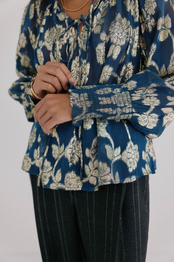 Hoss Intropia Gianna. Blusa jacquard Azul marino