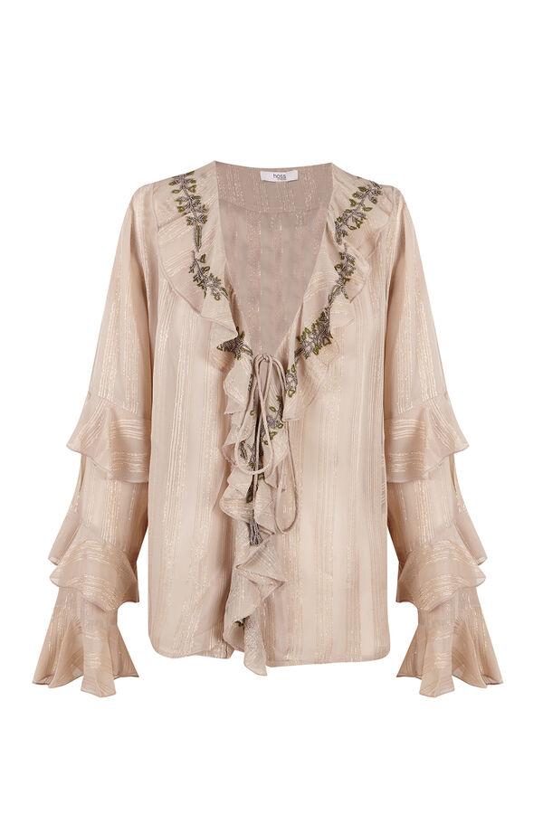 Hoss Intropia Clotilde. Blusa rom&aacute;ntica Beige