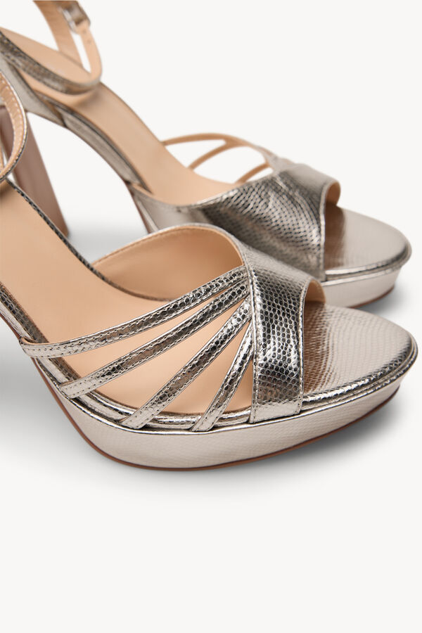 Hoss Intropia Marisa. Sandalias tac&oacute;n piel grabada Gris