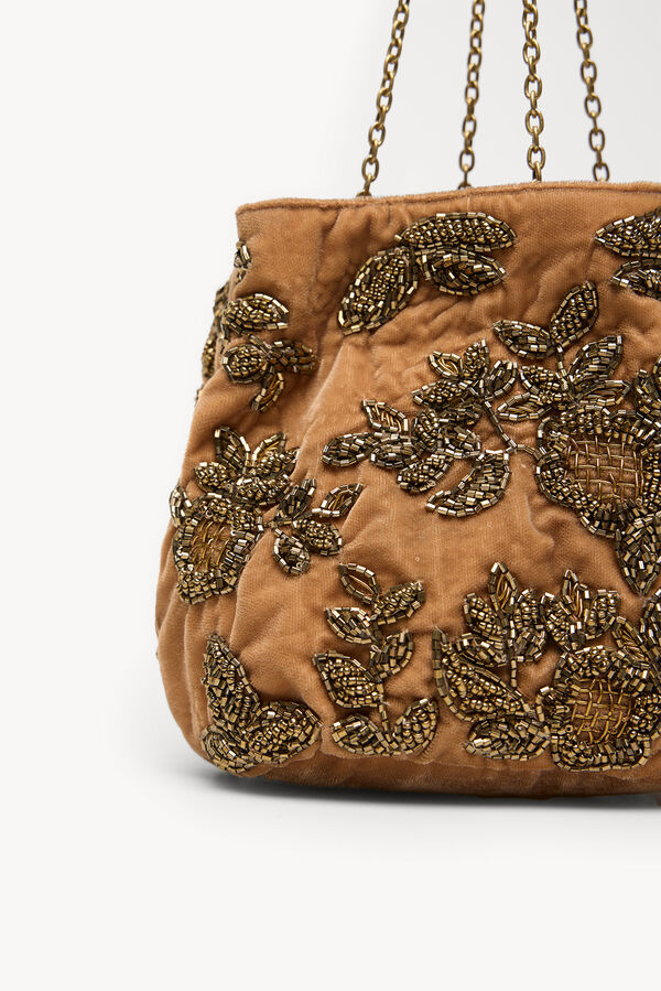 Hoss Intropia Nina. Bolso de terciopelo y abalorios Dorado