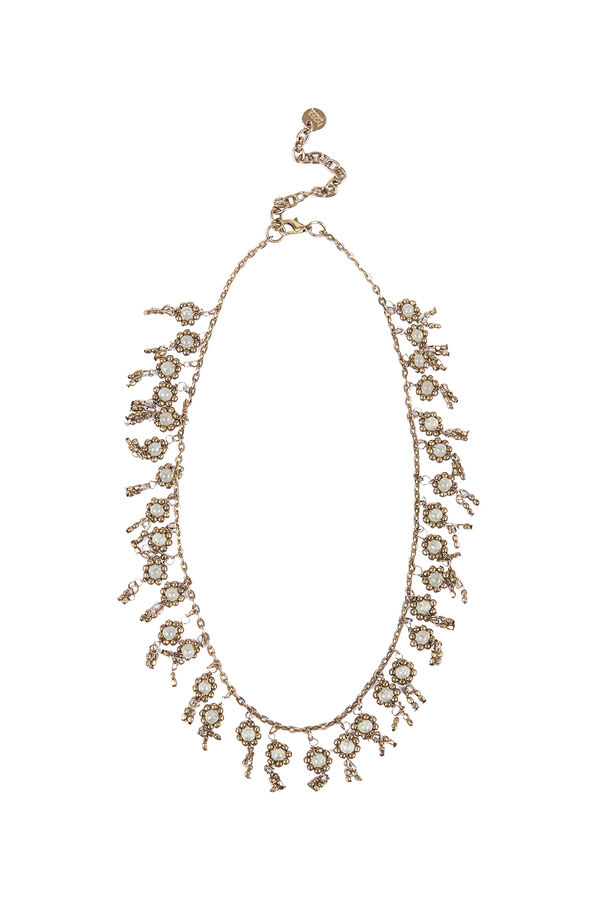 Hoss Intropia Lubna. Collar corto flores ba&ntilde;ado en oro Dorado
