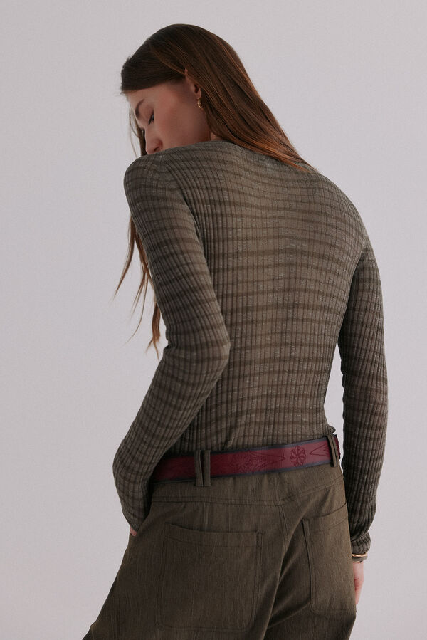 Hoss Intropia Nadine. Top estampado a rayas Kaki