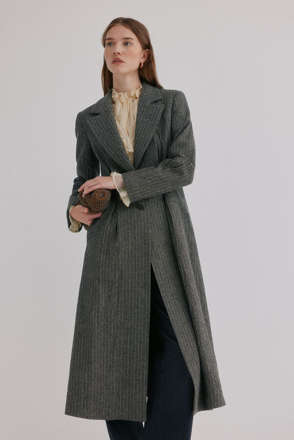 Hoss Intropia Fiona. Abrigo a rayas Gris