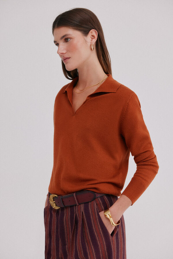 Hoss Intropia Idoia. C&aacute;rdigan con cuello solapa Naranja