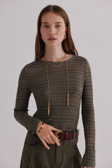 Hoss Intropia Nadine. Top estampado a rayas Kaki