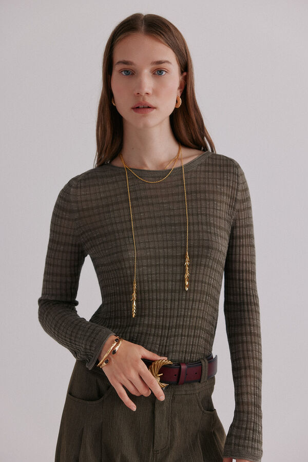 Hoss Intropia Nadine. Top estampado a rayas Kaki