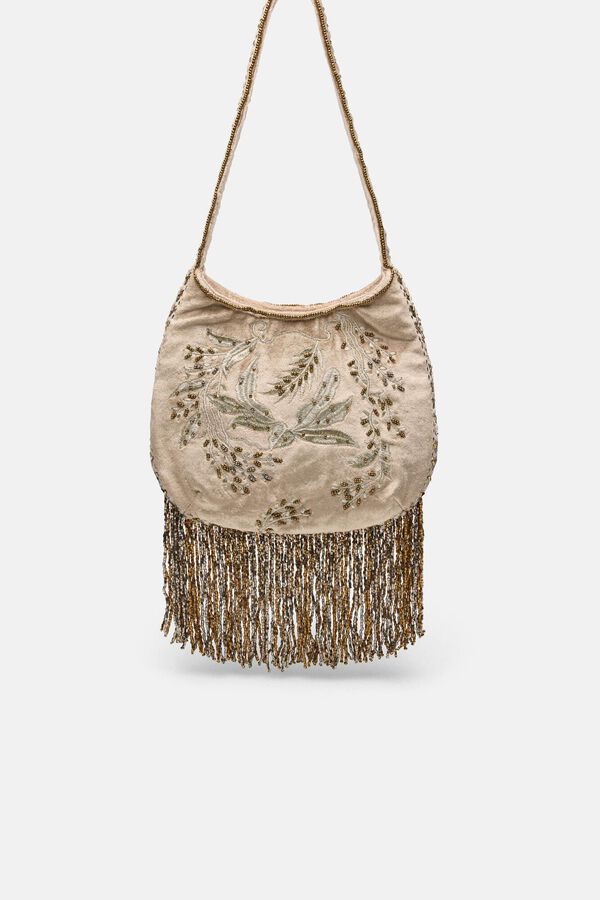 Hoss Intropia Nidia. Bolso bordado con flecos Dorado