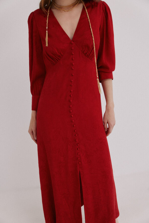 Hoss Intropia Alicia. Vestido tejido jacquard rojo