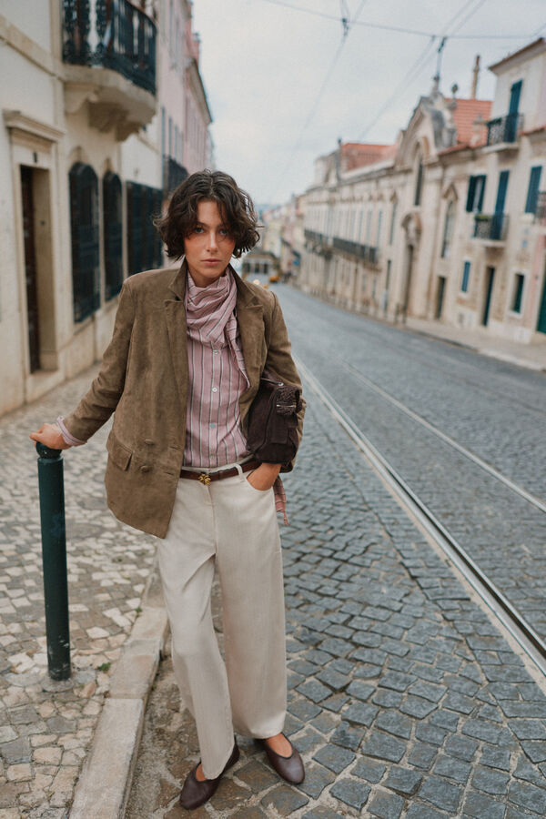 Hoss Intropia Fiore. Chaqueta piel Kaki