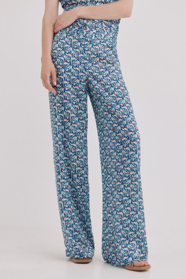 Hoss Intropia Primrose. Pantal&oacute;n pinzas Estampado morado