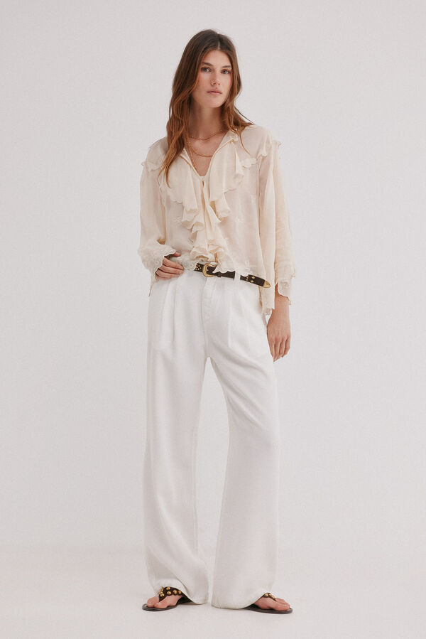 Hoss Intropia Bloom. Denim tencel Blanco