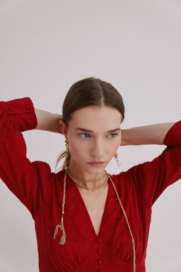 Hoss Intropia Alicia. Vestido tejido jacquard rojo