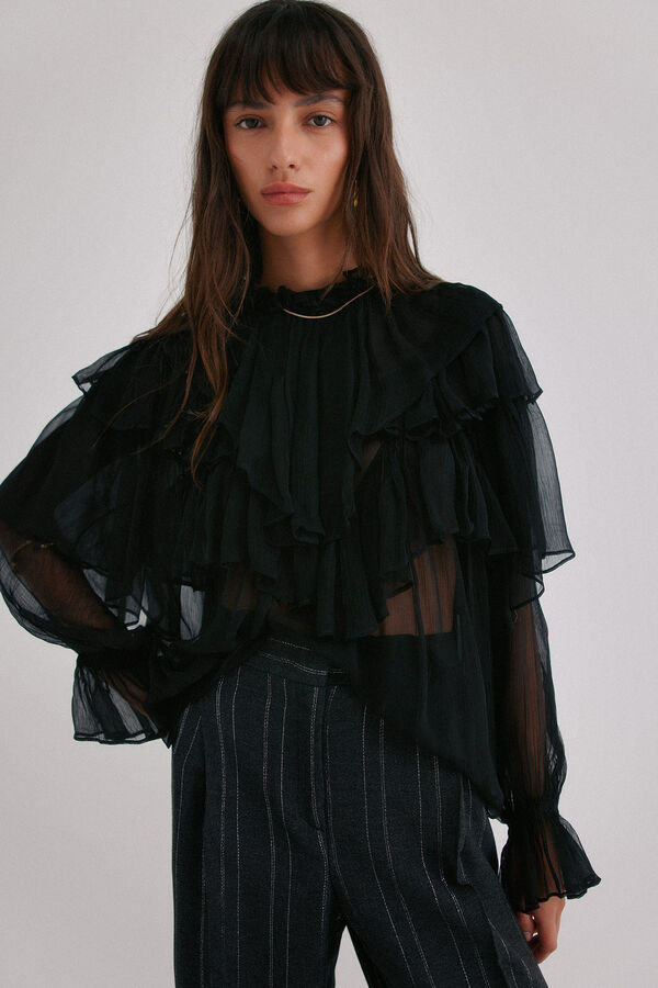 Hoss Intropia Giulia. Blusa rom&aacute;ntica Negro