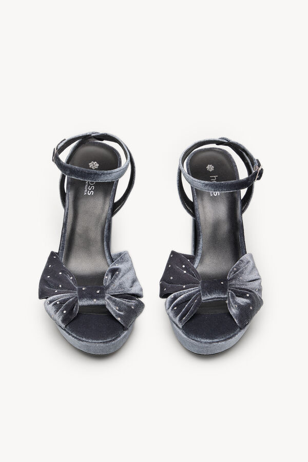 Hoss Intropia Maia. Sandalia tac&oacute;n terciopelo Gris