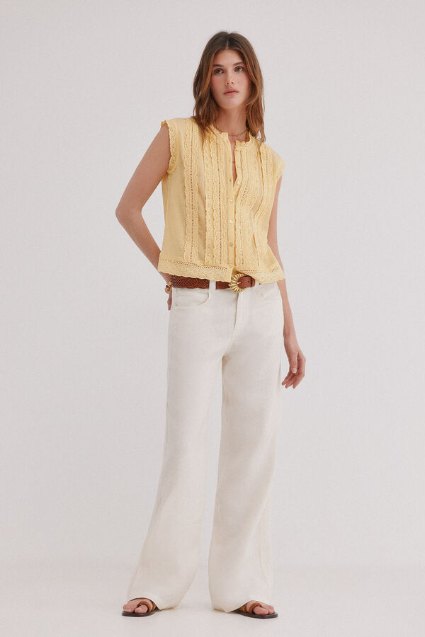 Hoss Intropia Cora. Blusa encajes Amarillo