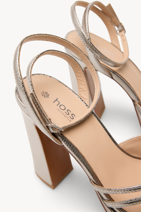 Hoss Intropia Marisa. Sandalias tac&oacute;n piel grabada Gris