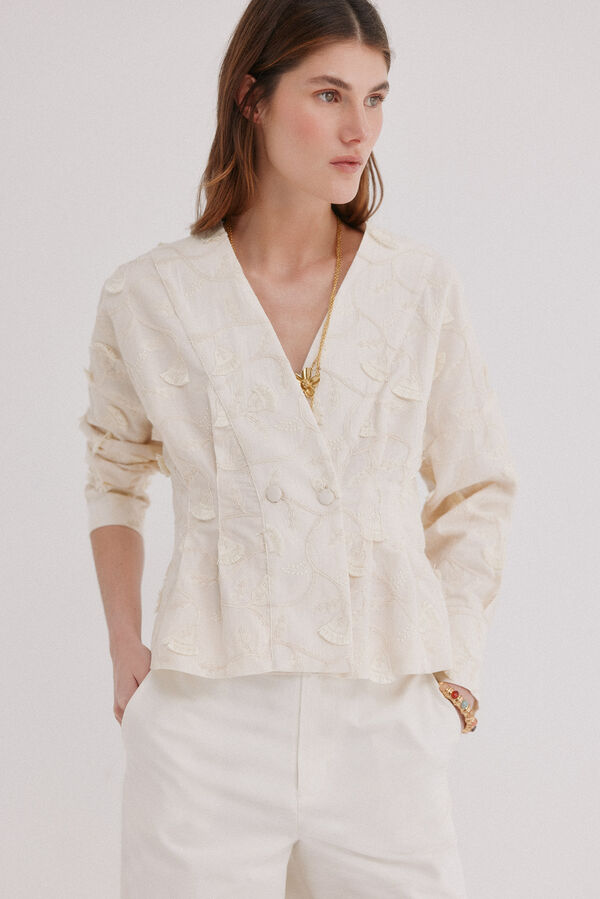 Hoss Intropia Gema. Blusa bordada Marfil