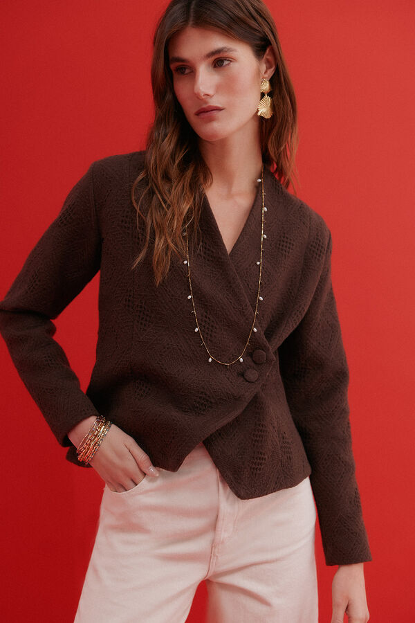 Hoss Intropia Edna. Chaqueta tejido jacquard Marron oscuro