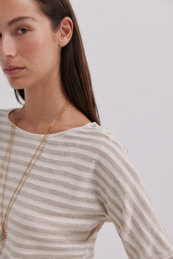 Hoss Intropia Mireia. Camiseta de manga francesa Beige