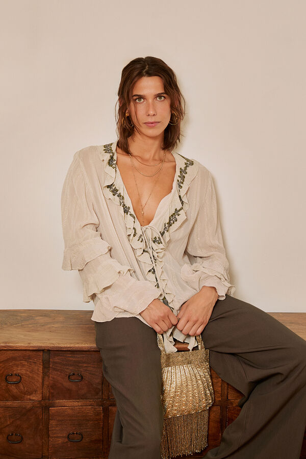 Hoss Intropia Clotilde. Blusa rom&aacute;ntica Beige