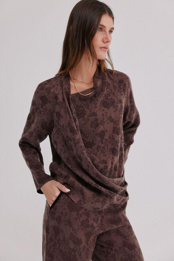 Hoss Intropia Concha. Blusa jacquard Marron