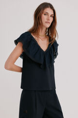 Hoss Intropia Malaika. Camiseta volante Negro