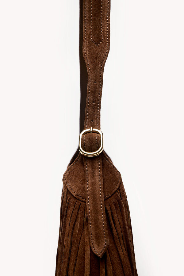 Hoss Intropia Noelia. Bolso flecos Marron oscuro