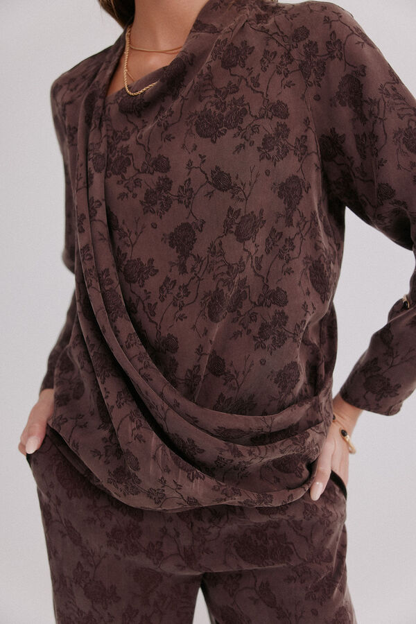 Hoss Intropia Concha. Blusa jacquard Marron