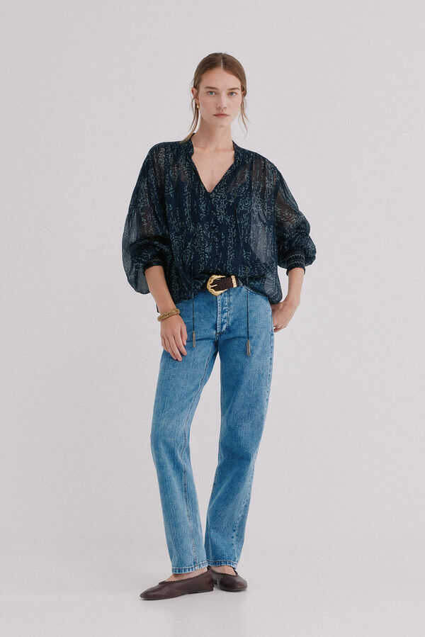 Hoss Intropia Clarise. Blusa estampada Azul marino