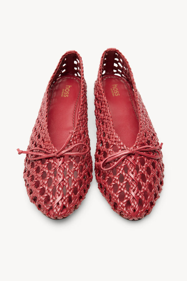 Hoss Intropia Martina. Bailarinas piel trenzada rojo