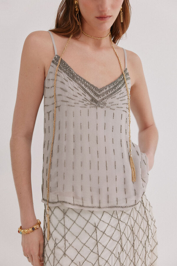 Hoss Intropia Gabriela. Top bordado Gris