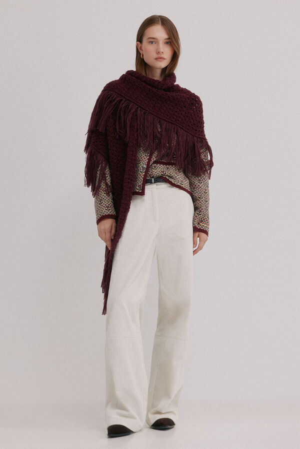 Hoss Intropia Nieves. Chal calado de flecos Beige