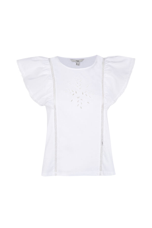 Hoss Intropia Mavie.Camiseta volantes Blanco