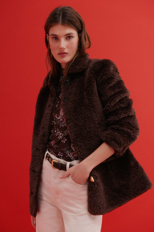 Hoss Intropia Domenica. Abrigo efecto pelo Marron