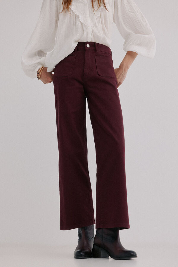 Hoss Intropia Bonnie. Vaqueros wide leg Granate