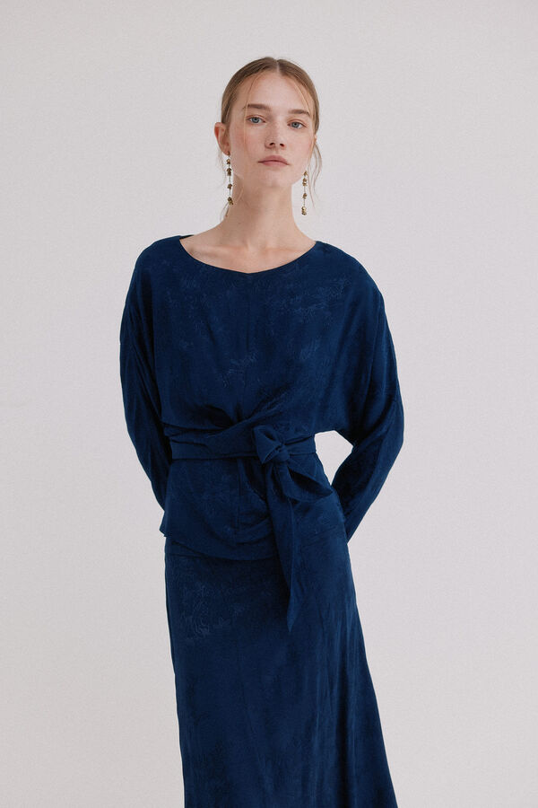 Hoss Intropia Calia. Blusa jacquard Azul marino