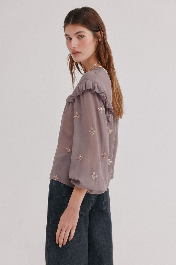 Hoss Intropia C&oacute;sima. Blusa bordada Morado