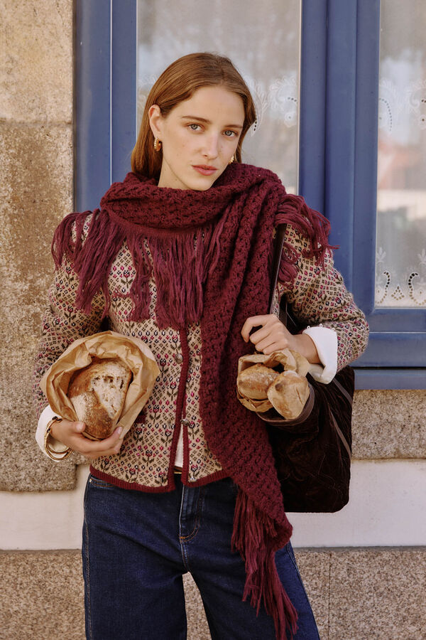 Hoss Intropia Nieves. Chal calado de flecos Beige