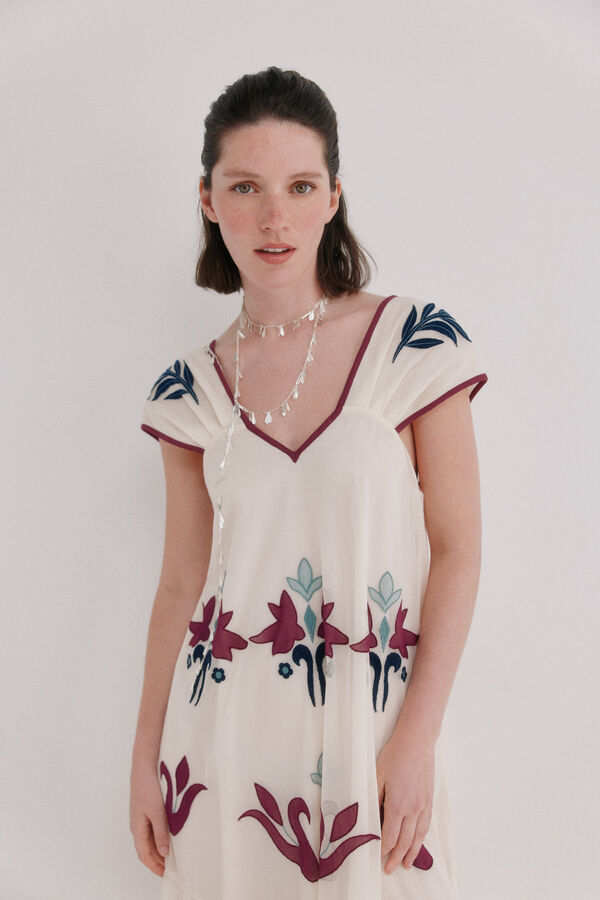 Hoss Intropia Aiora. Vestido rom&aacute;ntico Estampado blanco