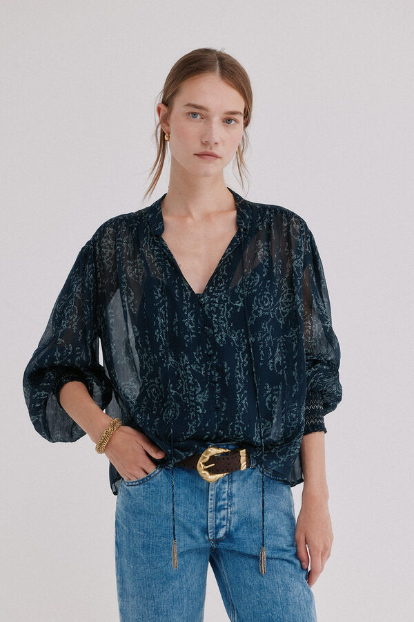 Hoss Intropia Clarise. Blusa estampada Azul marino