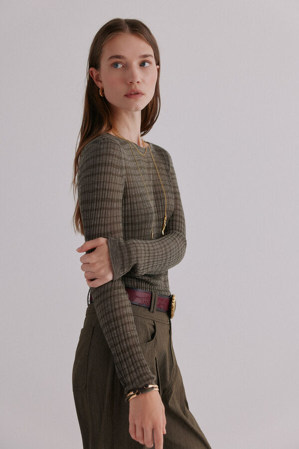 Hoss Intropia Nadine. Top estampado a rayas Kaki