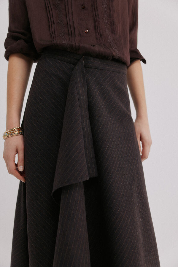 Hoss Intropia Rina. Falda a rayas Estampado Marron