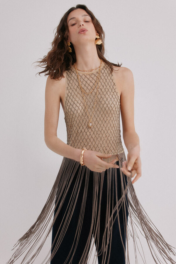 Hoss Intropia Cindy. Top con abalorios Marfil