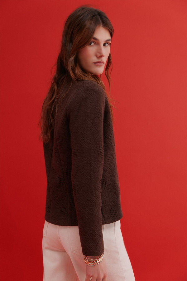 Hoss Intropia Edna. Chaqueta tejido jacquard Marron oscuro