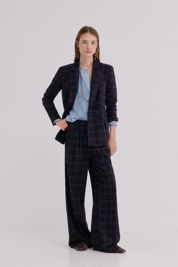 Hoss Intropia Emerald. Blazer cuadros Azul marino