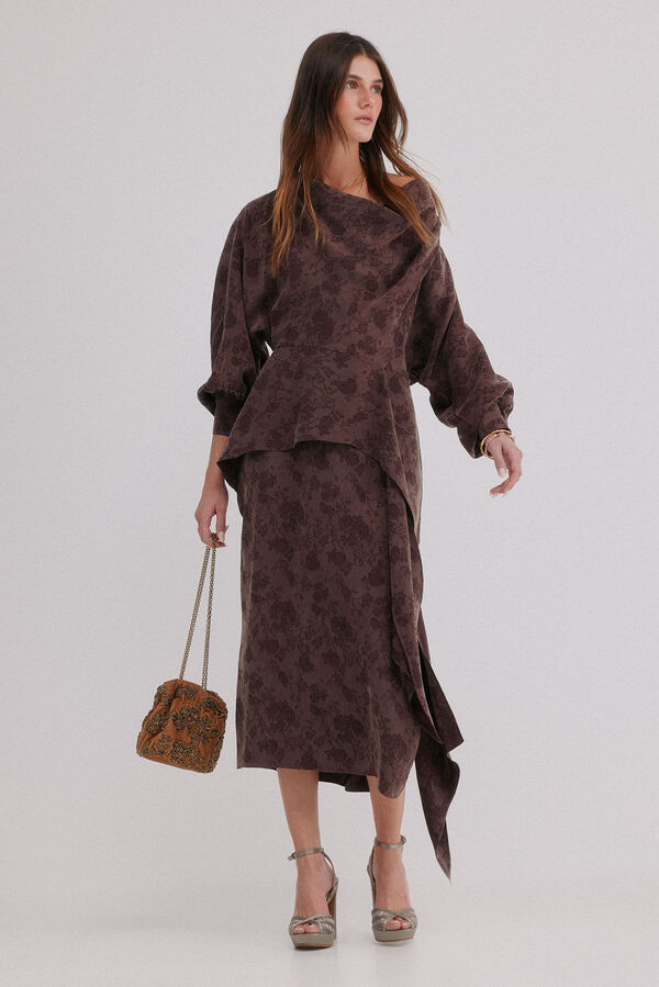 Hoss Intropia &Aacute;gatha. Vestido jacquard Marron oscuro