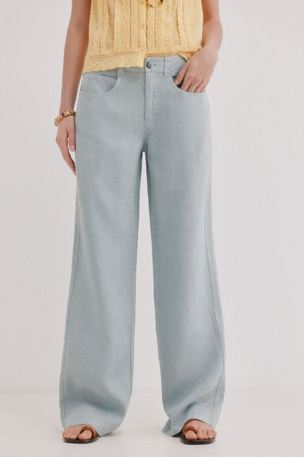 Hoss Intropia Paupa. Pantal&oacute;n de lino Azul